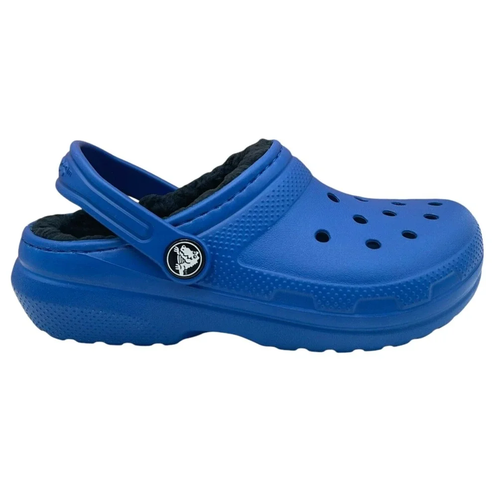 Crocs Little Boys Lined Slip on Clog Size 11 Royal Blue Warm Cozy Comfy Slippers
